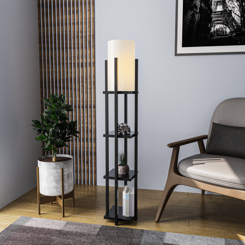 Lampe de plancher, Noir, noir, noir, noir, Blanc / Blanc