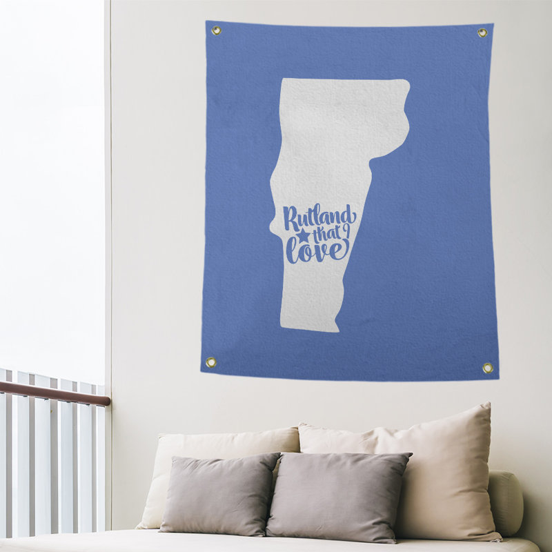 Tapisserie murale rutland vermont love, H 80 po x l 59 po, Bleu