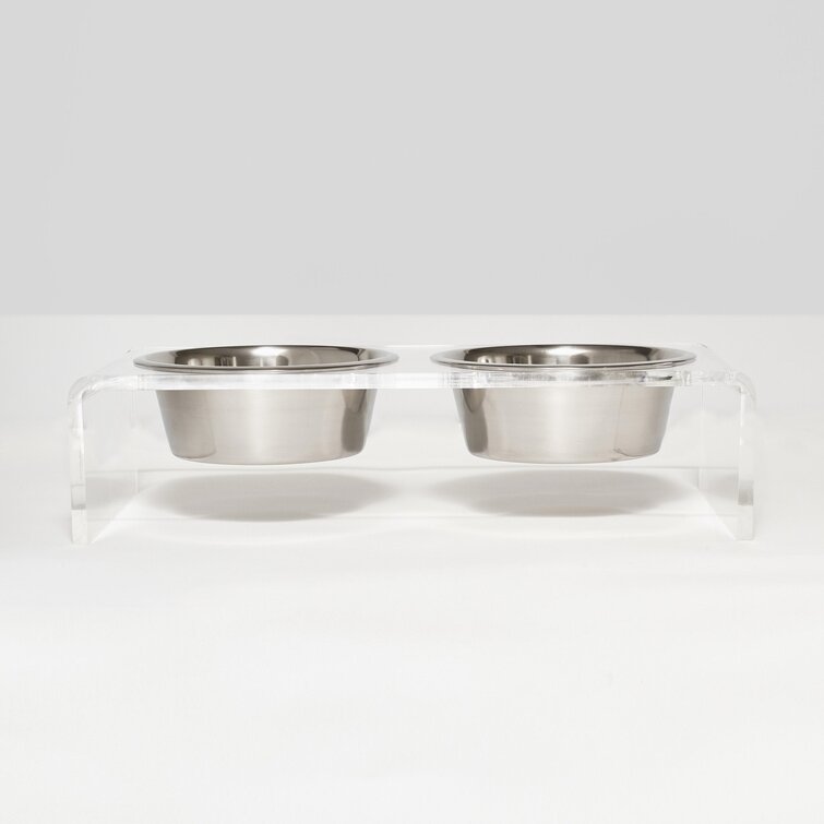 Crystal Clear Elevated Pet Feeders Standard w/ 1 Quart Bowls / Gold