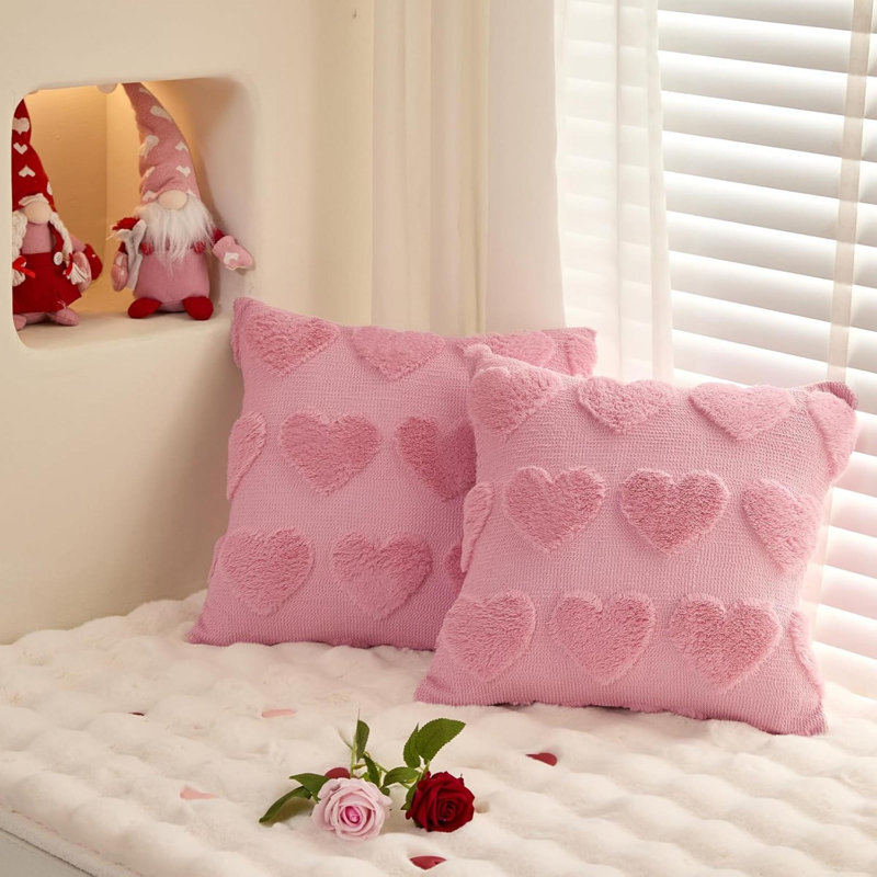 Coussins décoratifs pour la Saint-Valentin, ensemble de 2 housses pour coussins décoratifs pour la Saint-Valentin, Rose