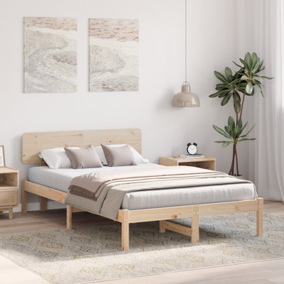 Vidaxl Bed Frame With Headboard Solid Pine Wood