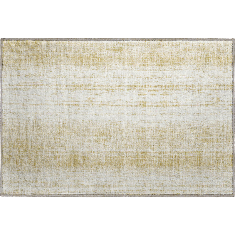 Premium Machine Washable Prisco Gold Rug, Rectangle 1'8" x 2'6"