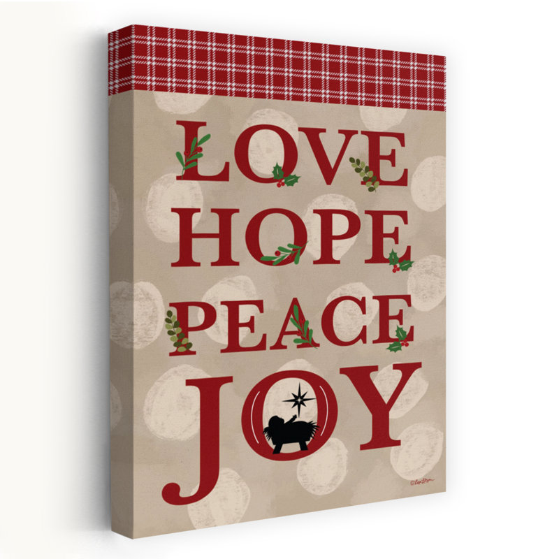 "Love Hope Peace Joy", H 24 po x l 16 po