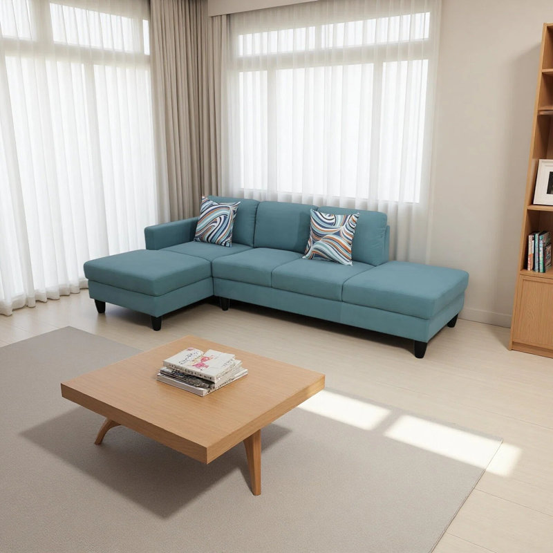 2-Piece Calico Sectional Sofa, Lake Green Fabric