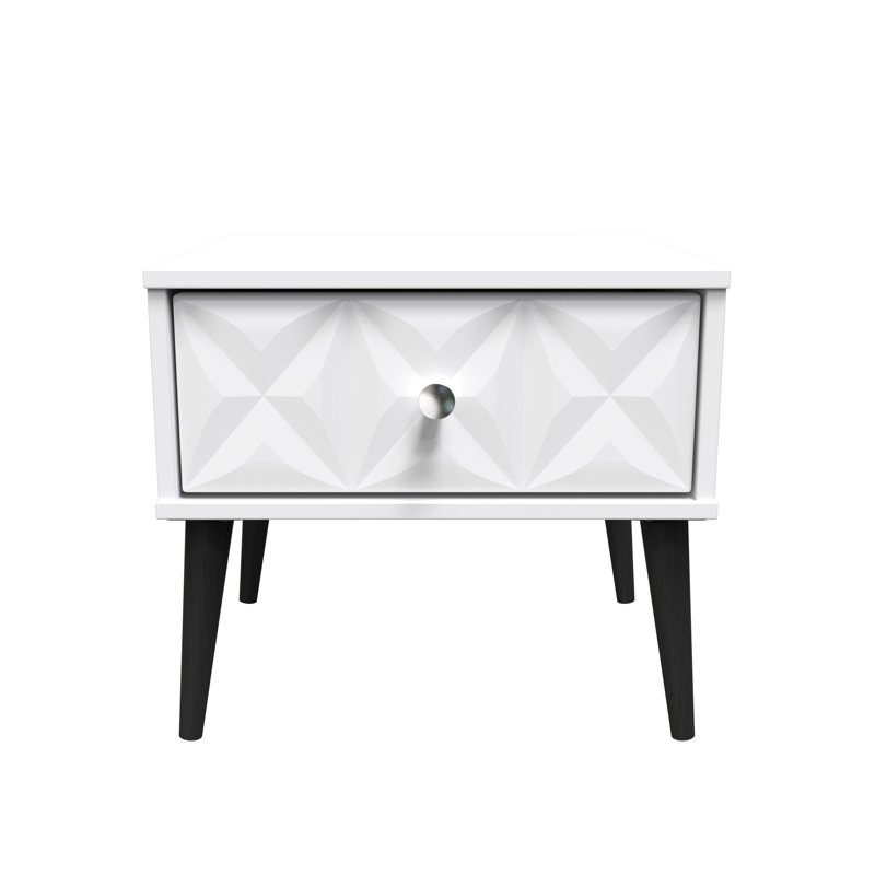 Pixel 45cm W Manufactured Wood Bedside Table, White
