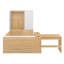 Lit plateforme double en bois avec 6 tiroirs, tablettes, bureau et garde-robe - Solution de rangement et d'espace de travail, naturel-1437778690