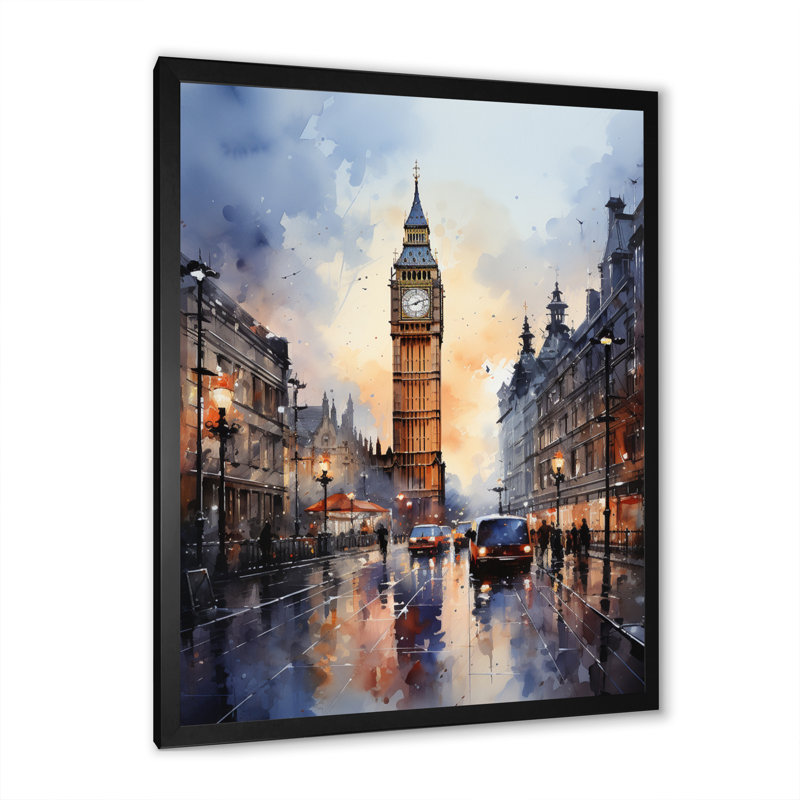 Angleterre, paysage urbain, paysage urbain, V, paysage urbain, salon, L 12 po x H 20 po, Cadre photo noir