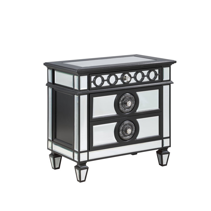 Varian 2-Drawer Rectangular Nightstand, Black