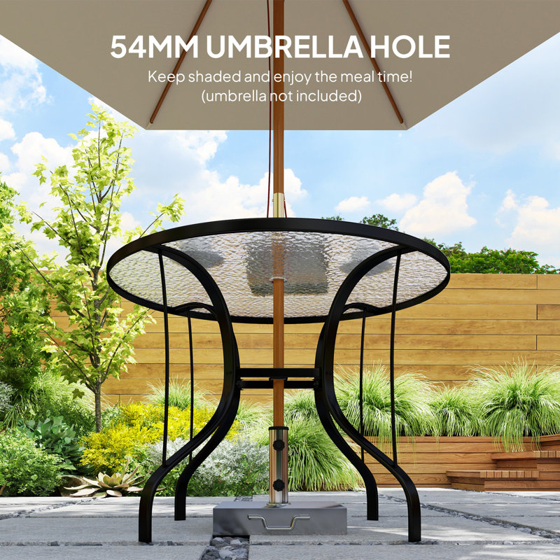 glass patio table with umbrella Arlopu 5 Pieces Outdoor Dining Set, and Textilene Chair or for your home or business Ebern Designs 38" Round Patio
