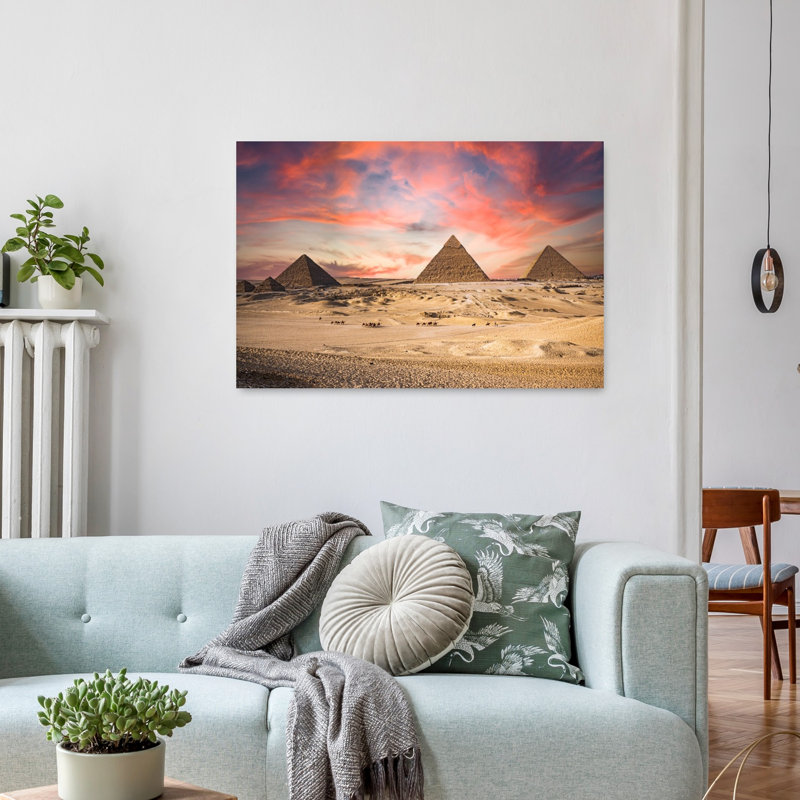 Impression d'art mural majestueux, désert de Gizeh, paysage contemporain abstrait, lever de soleil, H 24 po x l 36 po
