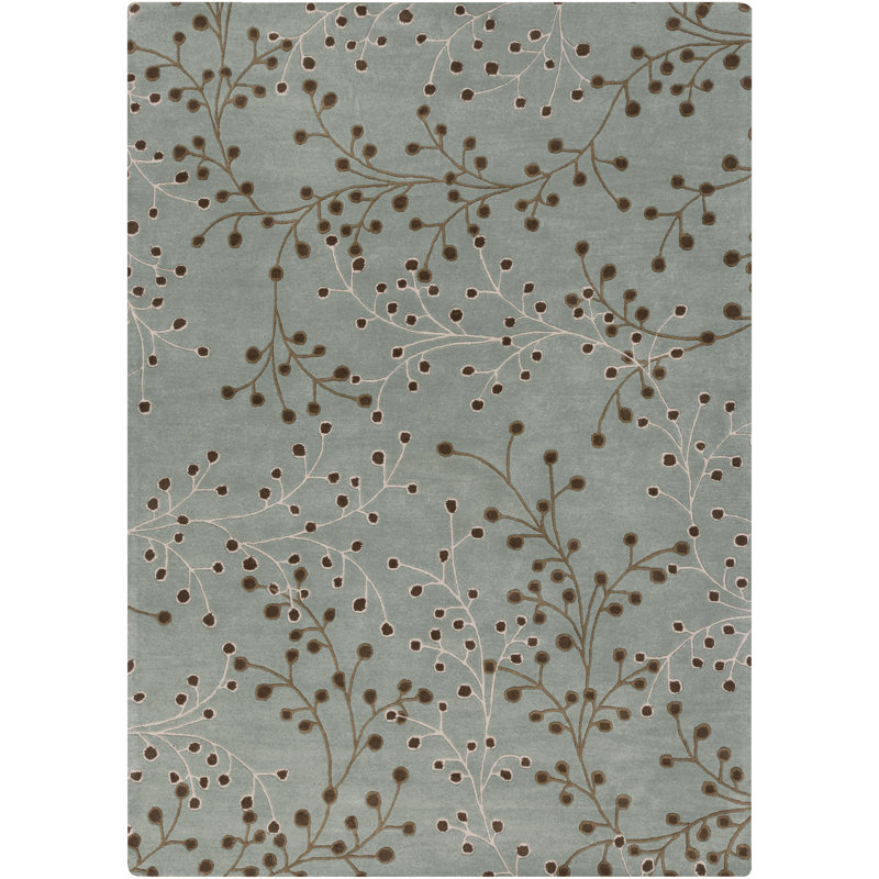 Tapis vert sauge touffeté à la main Elsberry, Rectangle 5 pi x 8 pi