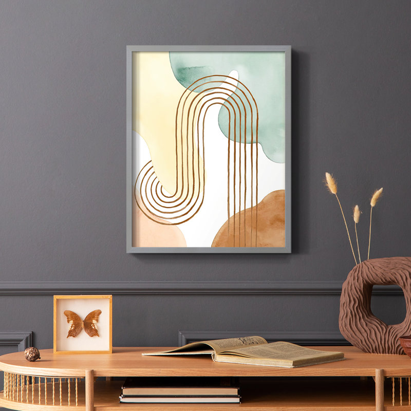 Printemps, formes I, reproduction encadrée - bois massif, Cadre simple gris, H 10 po x l 8 po