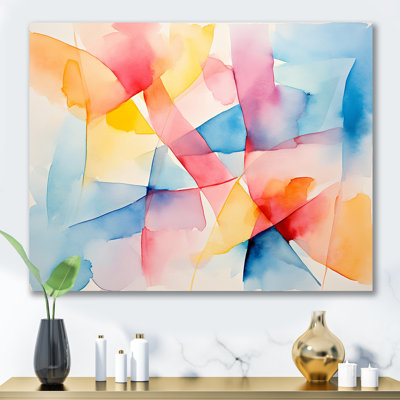 «Pastel Color Geometric Ink Explosion III», art mural géométrique