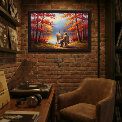 «Landscape & Nature Autumn Forest Painter Lake Reflection», art sur toile