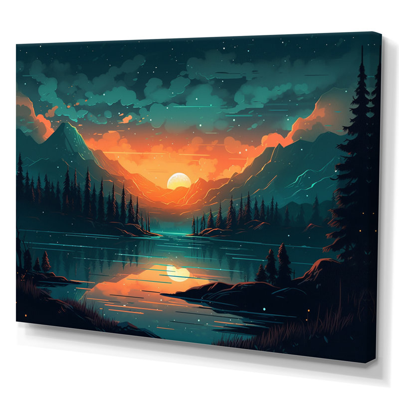 Incroyable ciel nocturne sur les montagnes III - impression, H 12 po x l 20 po x P 1 po, Toile tendue