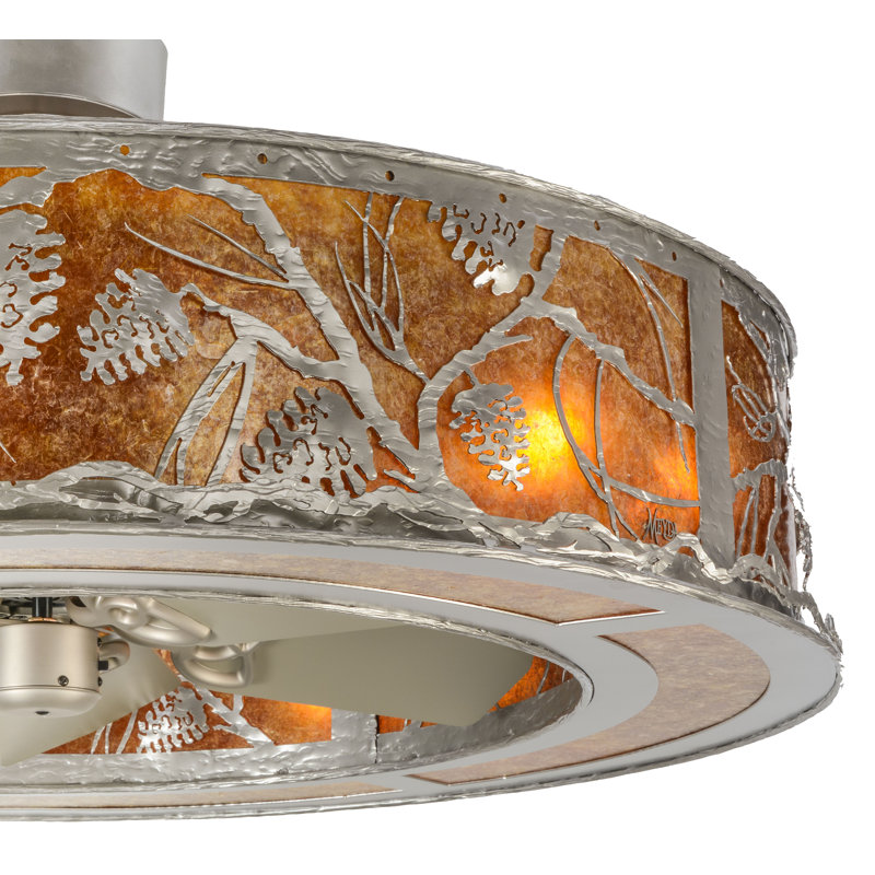 Rustic Lodge 8 - Light Steel Dimmable Drum Chandelier, Brushed Nickel