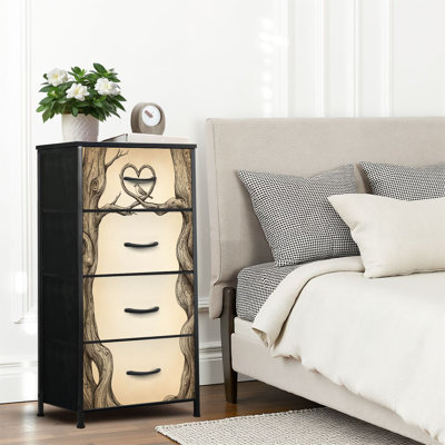 4 Drawer Dresser for Bedroom, Narrow Chest of Drawers, Wooden Top and Study Iron Frame 18"x37.5"-(WxH)