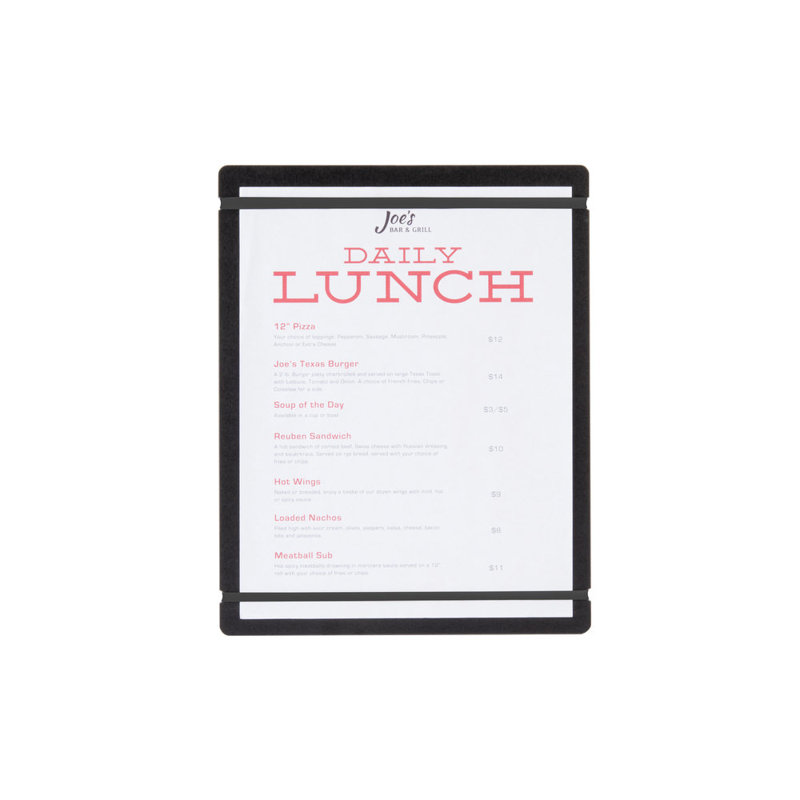 Tableau de menu avec bandes flexibles, H 12 po x l 9,38 po, Noir