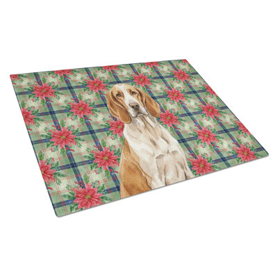 Bracco Italiano Christmas PoinsettIas Glass Cutting Board