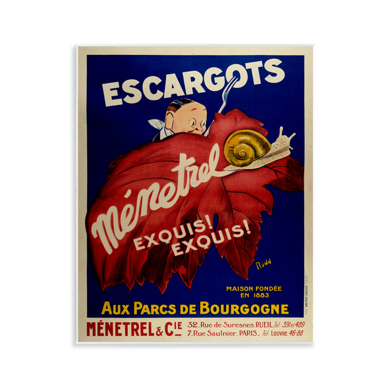 Publicité rétro sur plaque d'escargots, design par Marcus Jules