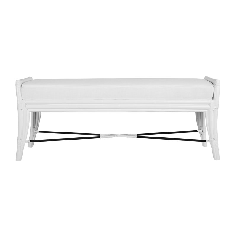 Malacca Upholstered Bench, White