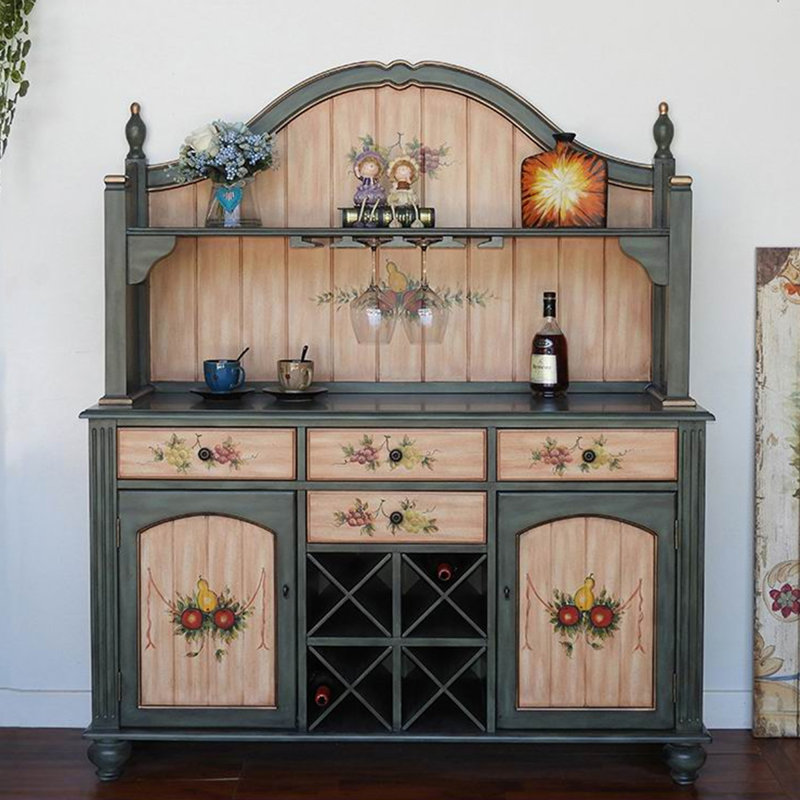 Atrovirens + buffet brun clair + bois manufacturé, Atrovirens / brun clair