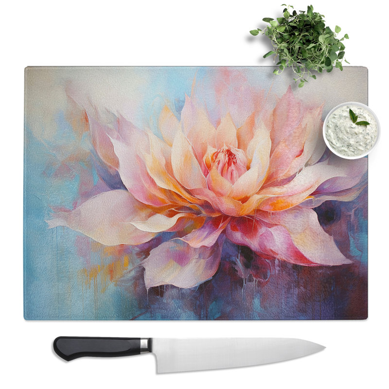 Lotus Flower Abstract No.2  Glass Chopping Board