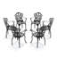 Chaise de patio en fonte d'aluminium 6 pièces avec cadre noir et coussins blanc cassé (même référence: W1710P166007)
