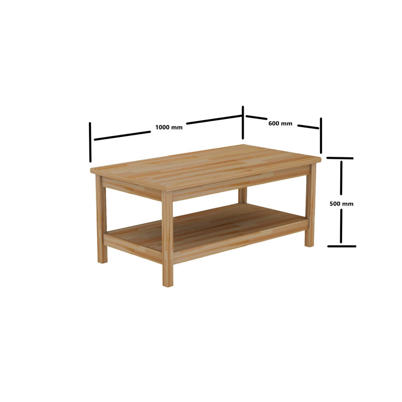 Table basse à 4 pieds en bois massif avec rangement Tazewell