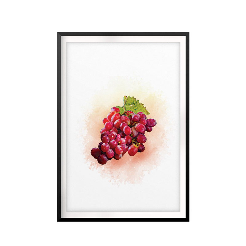 «Grapes Watercolor», reproduction de cadre photo sur papier, H 7 po x l 5 po x P 0,05 po