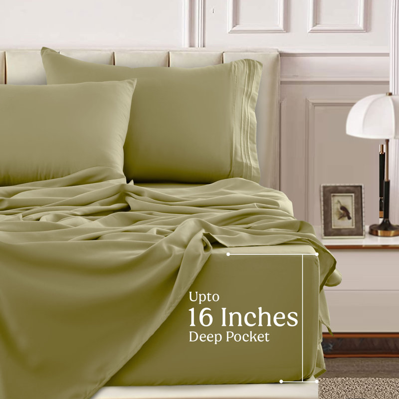 Lux Decor 6-Piece Ultra-Soft Microfiber Sheet Set Deep Pocket Fitted Sheet, Wrinkle & Fade-Resistant, Hotel Quality Bedding