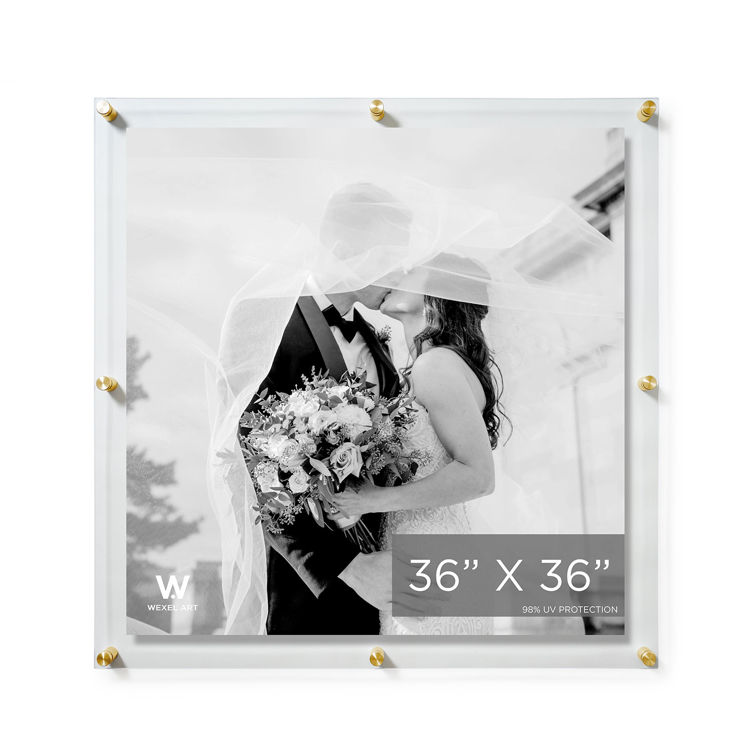 Acrylic Floating Picture Frame, Gold, 36" W x 36" H