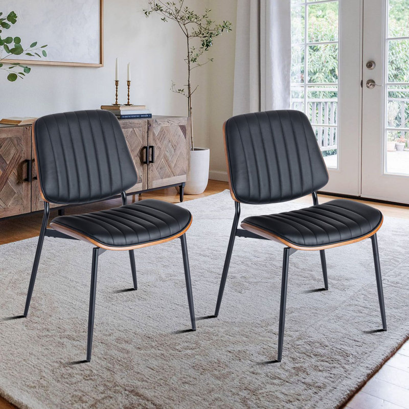 Ensemble de 2 chaises de salle à manger rembourrées avec pieds en métal Modern Modern, Noir, noir, noir, noir
