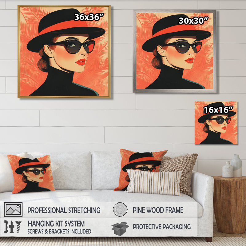 Orange orange dans les années 60, couleur I - décoration murale encadrée Pop Art, H 44 po x l 44 po, Wrapped Canvas