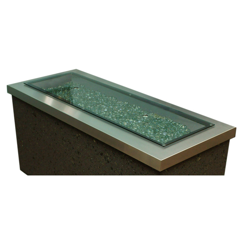 42.5'' x 13.5'' Rectangle Glass Spark Screen, Grey