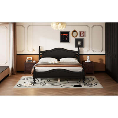 Grand lit plateforme en bois, lit plateforme avec support en lattes de bois