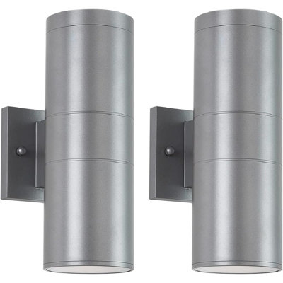 Modern Outdoor Porch Light Patio Light In 2 Lights With Aluminum Cylinder And Tempered Glass Cover Waterproof Wall Sconce 2 Pack