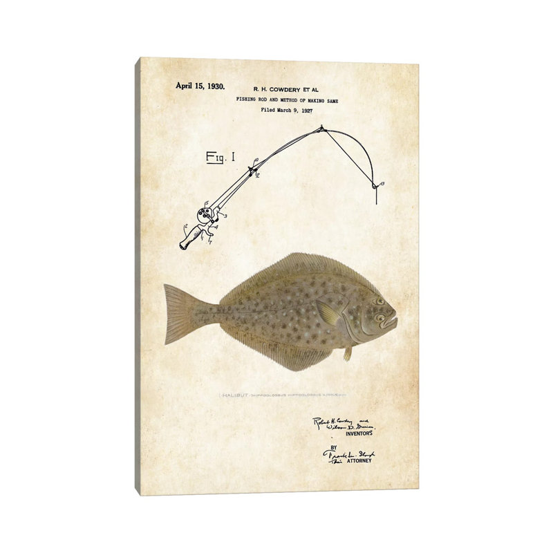 Halibut Fishing Lure by Patent77 - Wrapped Canvas Gallery-Wrapped Canvas Giclée, 66.04 cm H x 45.72 cm W x 3.175 cm D