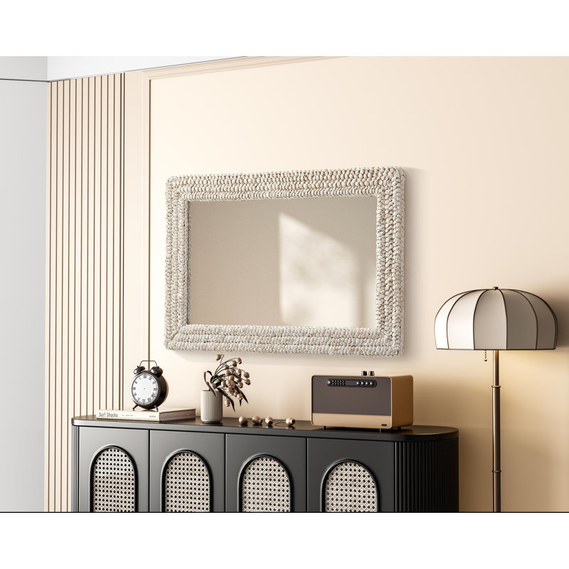 Dennard Rectangle Cornhusk Mirror in Linen White, 36" x 24"