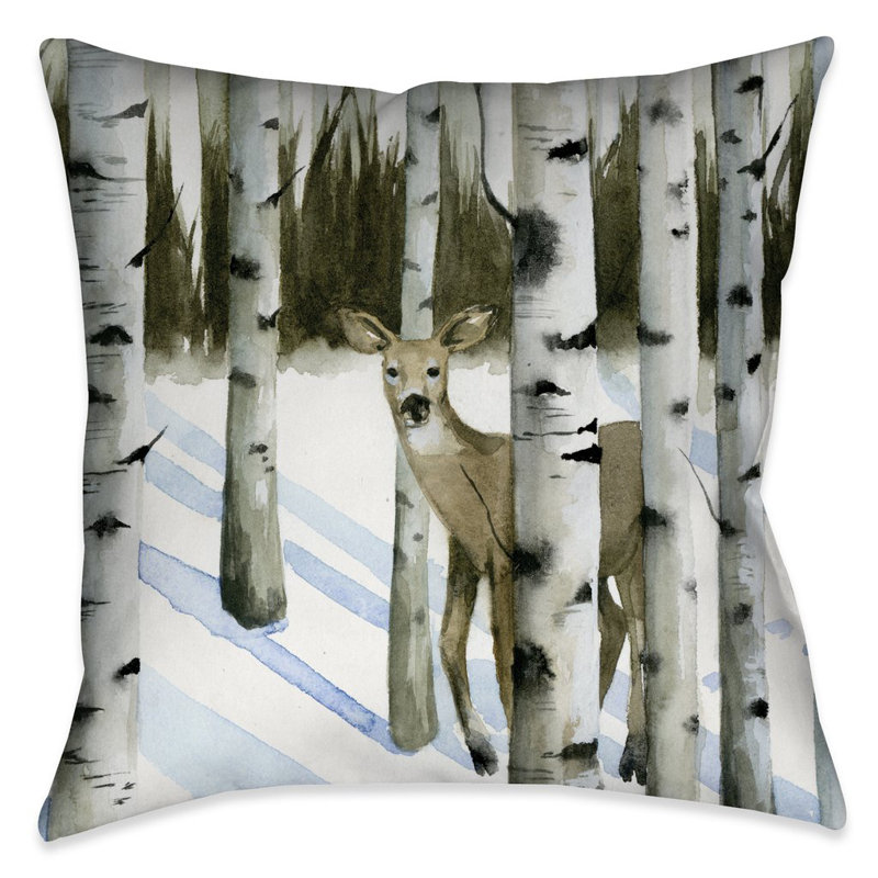 Deer In Snowfall Reversible Throw Pillow, 18" x 18", Indoor