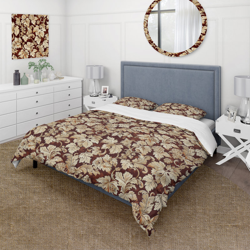 Ensemble de housse de couette noir vintage Vineyard Gardens II - Damask, Housse de couette très grand + 2 taies décorativ