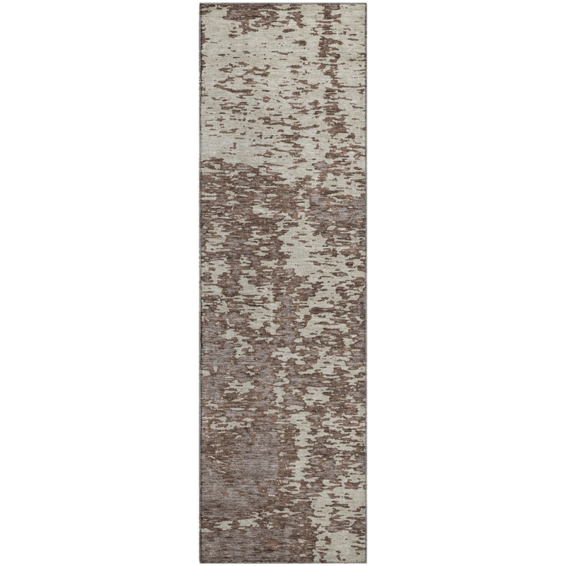 Premium Machine Washable Prisco Brown Rug, Runner 2'3" x 7'6"