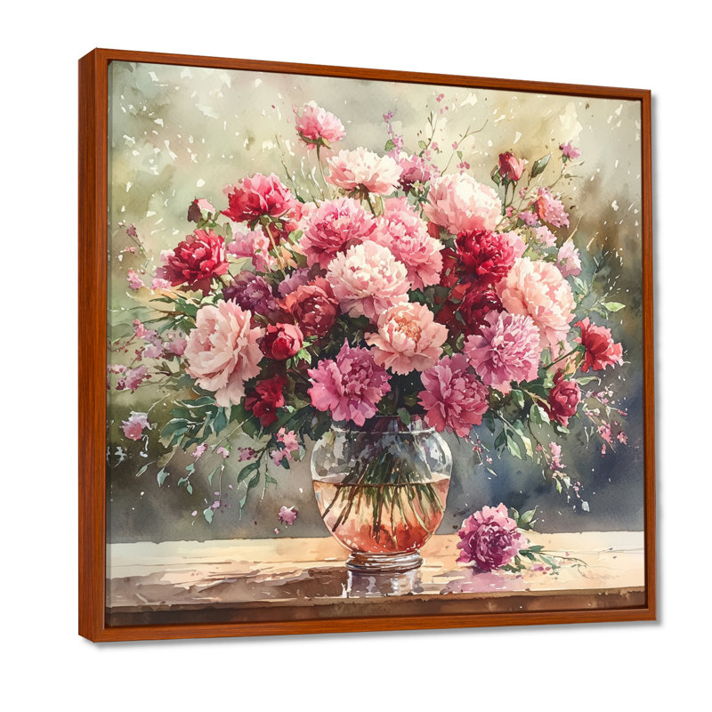 «Rustic Romance Bouquet Of Roses III», art mural assorti, H 30 po x l 30 po, Impression encadrée flottante, Brun