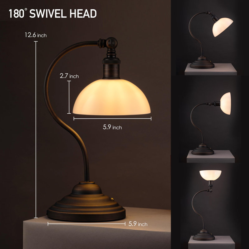 Cordless LED Table Lamp, Battery-Operated, Rechargeable, Bronze