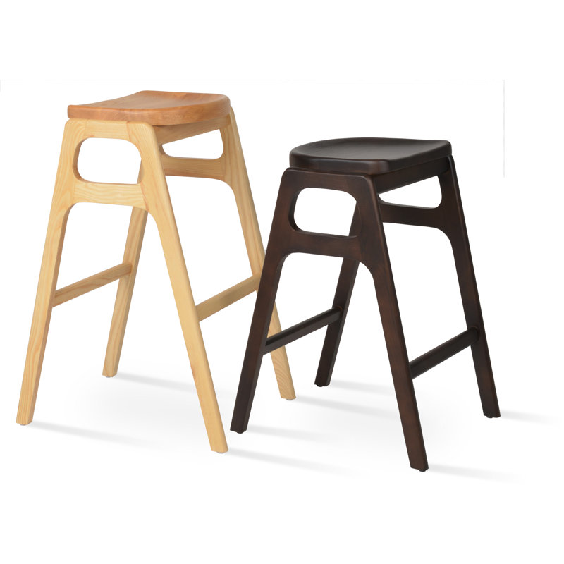 Tabouret de bar et de comptoir en bois massif Nelson, Tabouret de bar (siège d'une hauteur de 29,5 po), Noyer