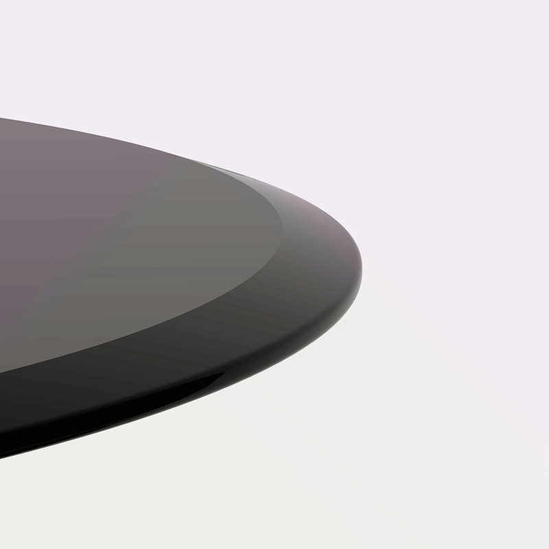 Plateau de table en verre trempé rond de 28 po en verre noir à bord biseauté épais de 2/5 po (seulement le plateau)
