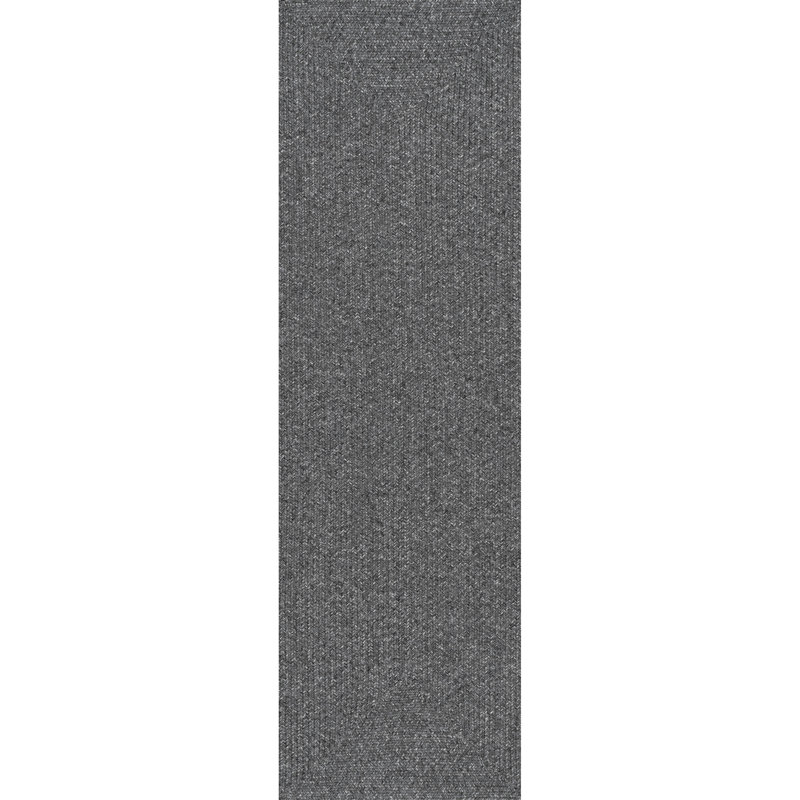 Edie Braided Indoor/Outdoor Rug, Runner 2'6" x 16', Charcoal
