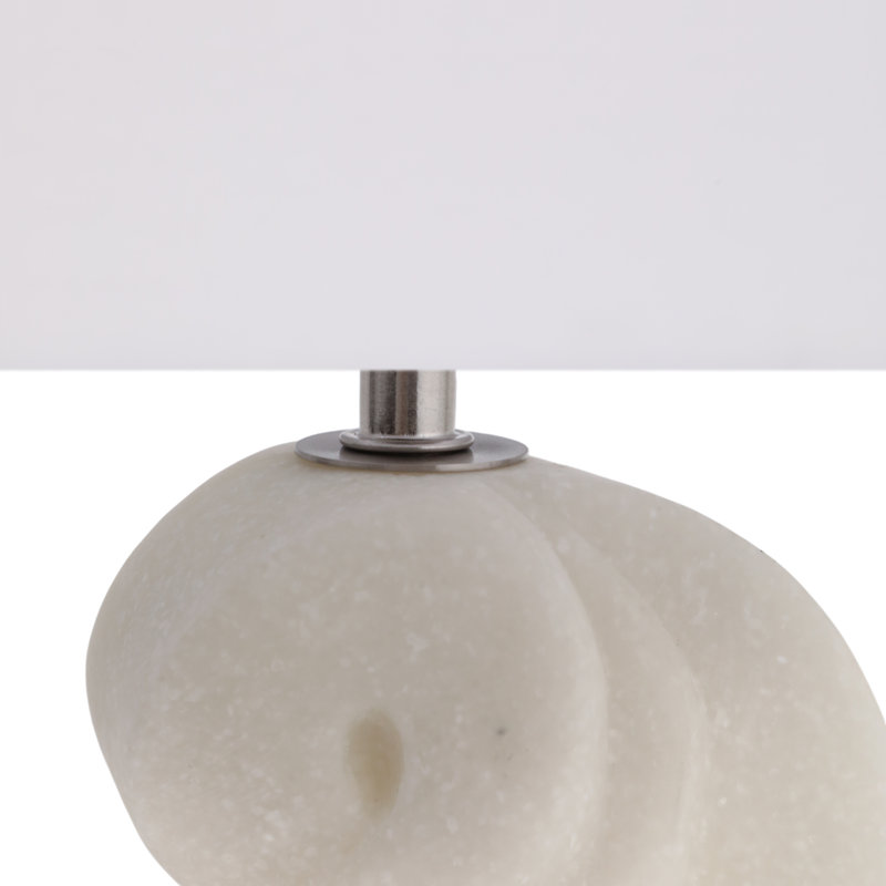 Lampe de table moderne pour table de chevet ou bureau - base sculpturale décorative pour table de salon ou petite chambre - 22 po, ivoire et blanc