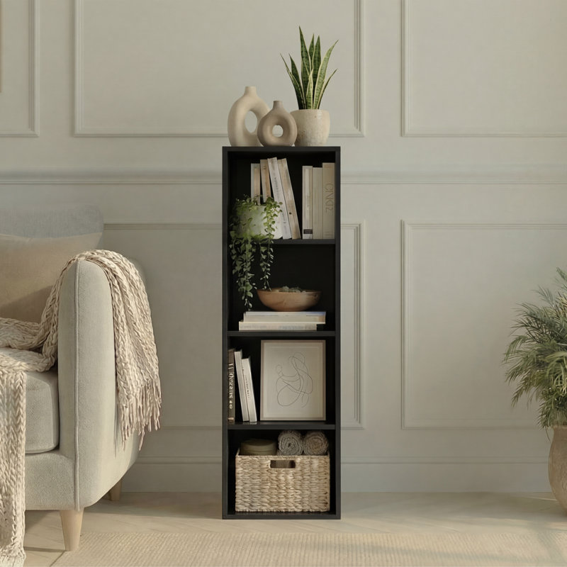 Gerardi 32cm W Standard Bookcase, Black, 106 cm H x 32 cm W