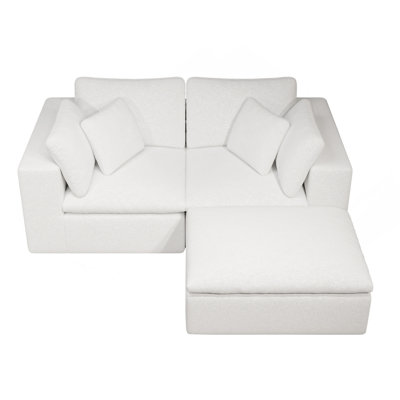 78.8*68.9"Modular Sectional Sofa Seat,Upholstered Compressed Couch For Living Room,Bedroom,Apartment,No Assembly Required,3PC Free Combination,Plush Corduroy Fabric,WHITE